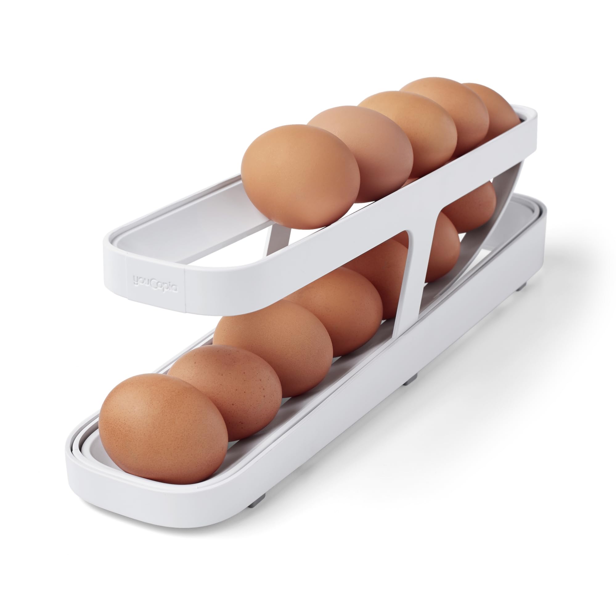 Automatic Roll-Down Egg Dispenser – Egg Dispenser for Kitchen with Scrolling Rack Holder