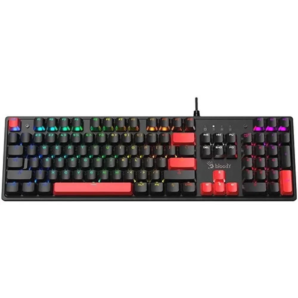 A4Tech Bloody S510R RGB Mechanical Gaming Keyboard | Brown Switch | 1ms Response | 100% Anti-Ghosting | Fire Black | Customizable RGB