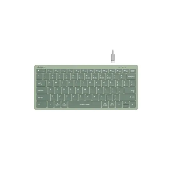 A4Tech FBX51C Dual Bluetooth Keyboard | Multi-Device Wireless Keyboard | Rechargeable Battery | Compact & Stylish | Matcha Green